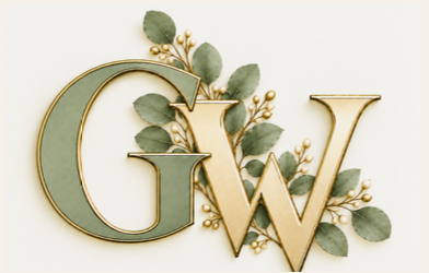 Grayson–Wroten monogram: G and W with sage leaves